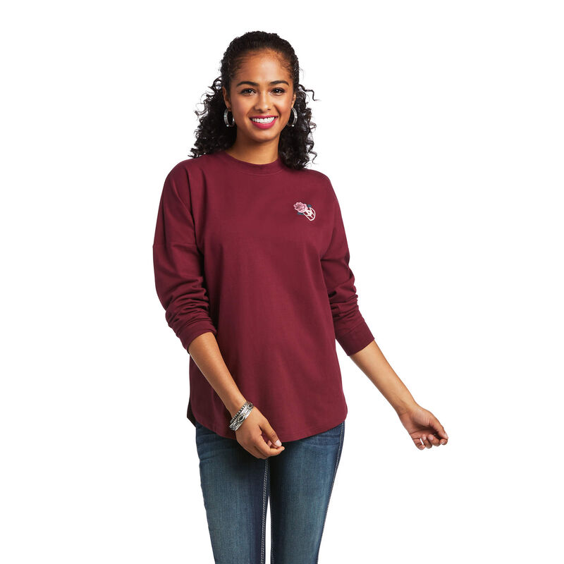 Ariat T-Shirts Damen - Real Oversize DunkelRot ( JYCPD-8064 )